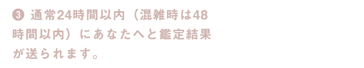 3.通常24時間以内(混雑時は48時間以内)にあなたへと鑑定結果が送られます。